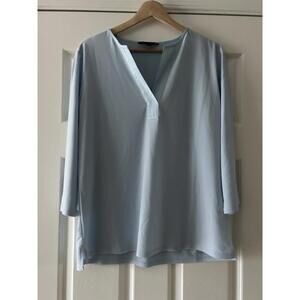 Banana Republic Womens Top Blue Blouse V-Neck Tunic Relaxed Fit 3/4 Sleeve Sz M